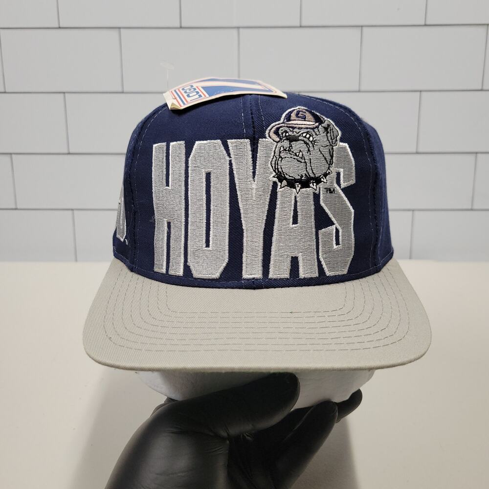Vintage Georgetown Hoyas Big Script Snapback Hat Logo 7 NCAA 90s Deadstock